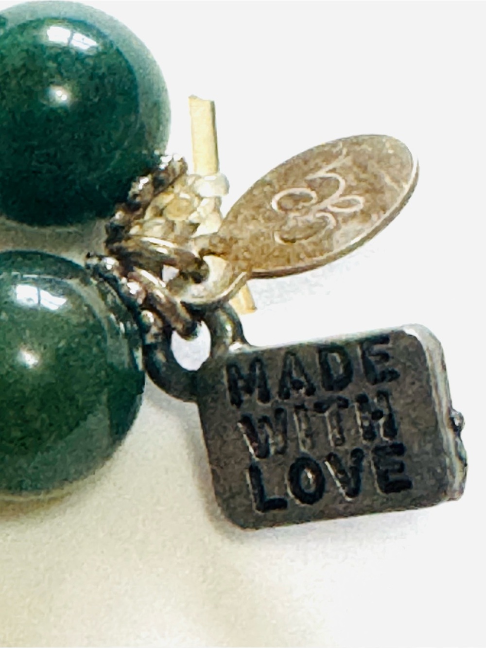 Handmade infant’s Natural Green Jade and Black Volcanic LavaRock stones Bracelet - Picture 2 of 4